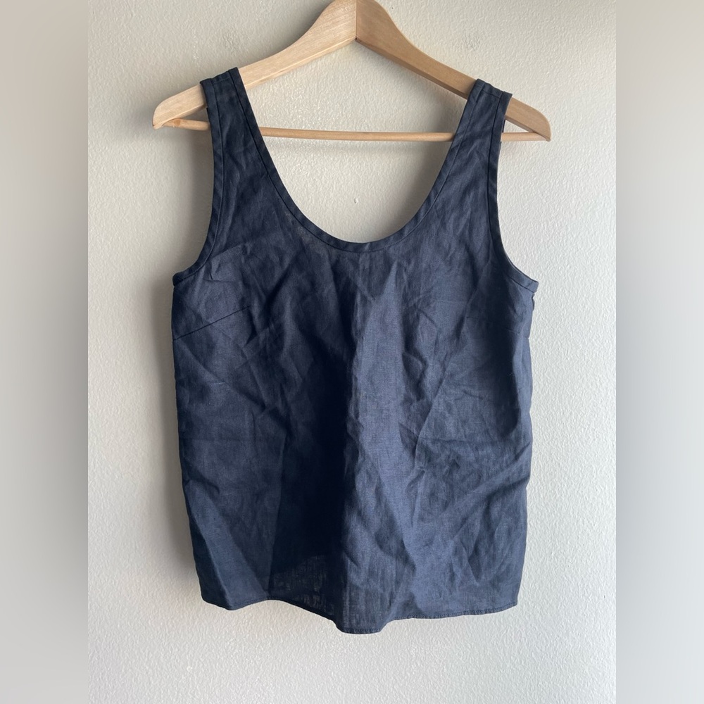 New Everlane Women Linen Black Sleeveless Top Size 00